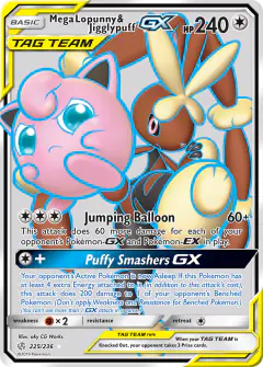 Mega Lopunny & Jigglypuff-GX Rare Ultra card from Cosmic Eclipse