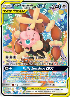 Mega Lopunny & Jigglypuff-GX Rare Ultra card from Cosmic Eclipse