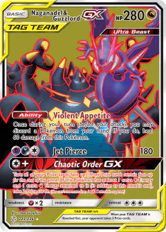 Naganadel & Guzzlord-GX Rare Ultra card from Cosmic Eclipse