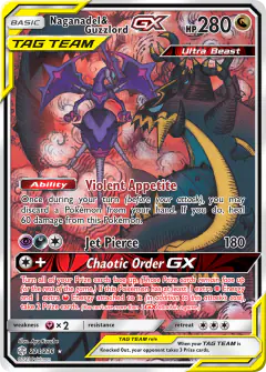 Naganadel & Guzzlord-GX Rare Ultra card from Cosmic Eclipse