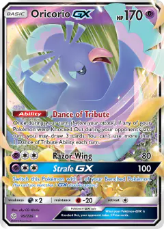 Oricorio-GX Rare Holo GX card from Cosmic Eclipse