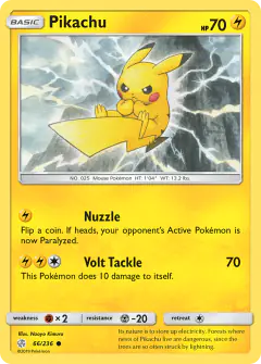 Pikachu Common card from Cosmic Eclipse