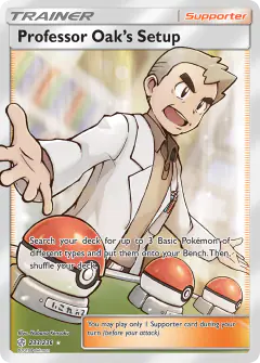 Professor Oak's Setup Rare Ultra card from Cosmic Eclipse