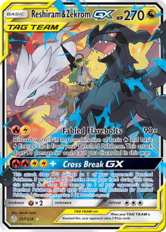 Reshiram & Zekrom-GX Rare Holo GX card from Cosmic Eclipse