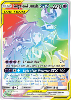 Solgaleo & Lunala-GX Rare Rainbow card from Cosmic Eclipse