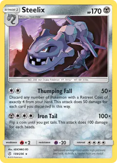 Steelix Rare Holo card from Cosmic Eclipse