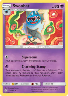 Swoobat Rare card from Cosmic Eclipse