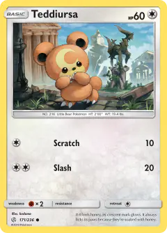 Teddiursa Common card from Cosmic Eclipse