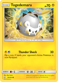 Togedemaru Common card from Cosmic Eclipse