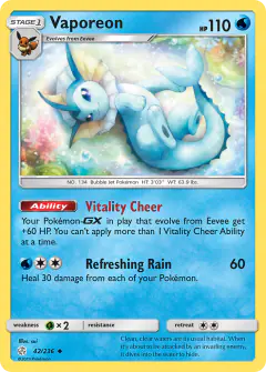 Vaporeon Uncommon card from Cosmic Eclipse