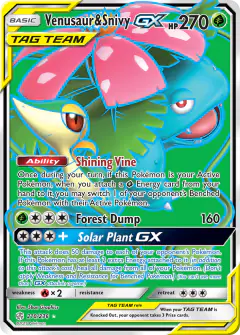 Venusaur & Snivy-GX Rare Ultra card from Cosmic Eclipse