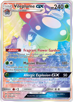 Vileplume-GX Rare Rainbow card from Cosmic Eclipse