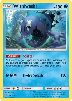 Wishiwashi Rare Holo card from Cosmic Eclipse