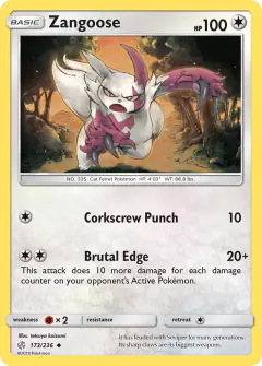 Zangoose Uncommon card from Cosmic Eclipse