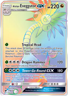 Alolan Exeggutor-GX Rare Rainbow card from Crimson Invasion