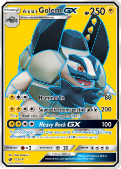 Alolan Golem-GX Rare Ultra card from Crimson Invasion