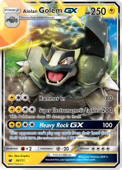 Alolan Golem-GX Rare Holo GX card from Crimson Invasion