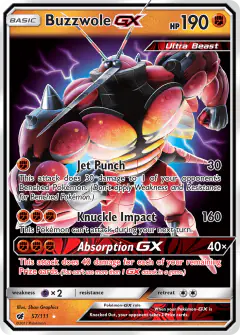 Buzzwole-GX Rare Holo GX card from Crimson Invasion