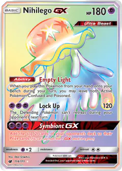 Nihilego-GX Rare Rainbow card from Crimson Invasion