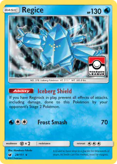 Regice Rare Holo card from Crimson Invasion
