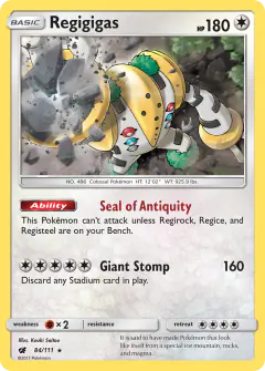 Regigigas Rare Holo card from Crimson Invasion