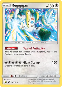 Regigigas Rare Holo card from Crimson Invasion