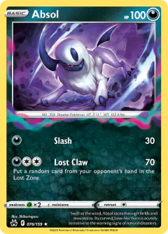 Absol Rare Holo card from Crown Zenith