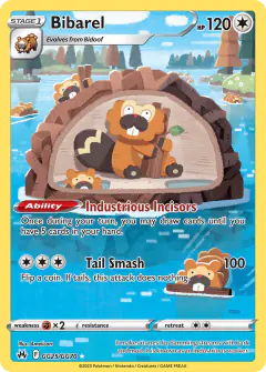 Bibarel Trainer Gallery Rare Holo card from Crown Zenith