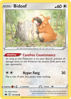 Bidoof Common card from Crown Zenith