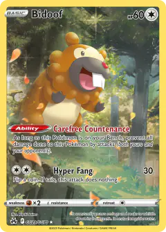 Bidoof Trainer Gallery Rare Holo card from Crown Zenith