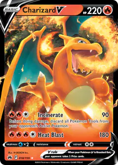 Charizard V Rare Holo V card from Crown Zenith