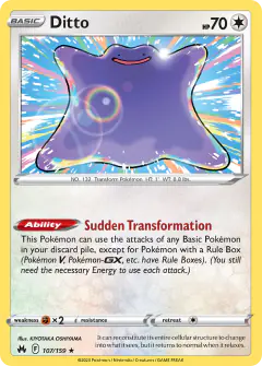 Ditto Rare Holo card from Crown Zenith