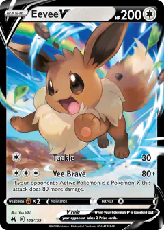 Eevee V Rare Holo V card from Crown Zenith