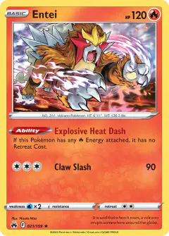 Entei Rare Holo card from Crown Zenith