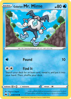Galarian Mr. Mime Common card from Crown Zenith