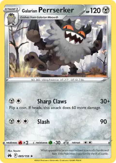 Galarian Perrserker Rare card from Crown Zenith