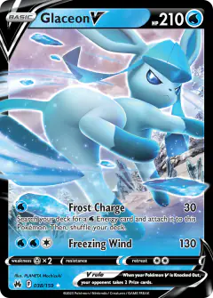 Glaceon V Rare Holo V card from Crown Zenith