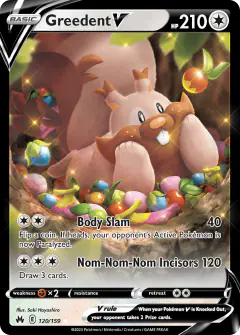 Greedent V Rare Holo V card from Crown Zenith