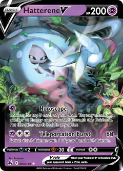 Hatterene V Rare Holo V card from Crown Zenith