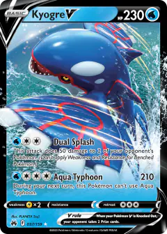 Kyogre V Rare Holo V card from Crown Zenith