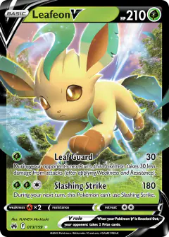 Leafeon V Rare Holo V card from Crown Zenith