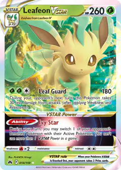 Leafeon VSTAR Rare Holo VSTAR card from Crown Zenith