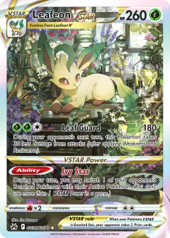 Leafeon VSTAR Rare Holo VSTAR card from Crown Zenith