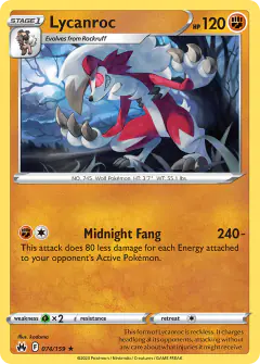 Lycanroc Rare card from Crown Zenith