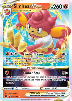 Simisear VSTAR Rare Holo VSTAR card from Crown Zenith