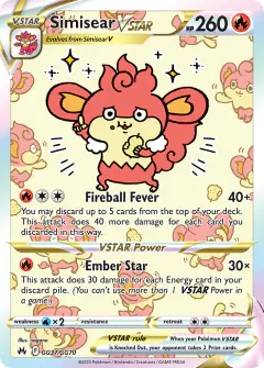 Simisear VSTAR Rare Holo VSTAR card from Crown Zenith