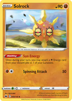 Solrock Uncommon card from Crown Zenith