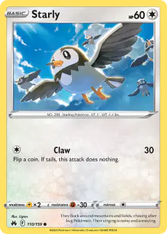 Starly Common card from Crown Zenith