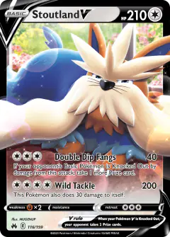 Stoutland V Rare Holo V card from Crown Zenith