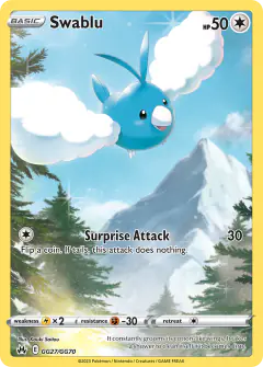 Swablu Trainer Gallery Rare Holo card from Crown Zenith